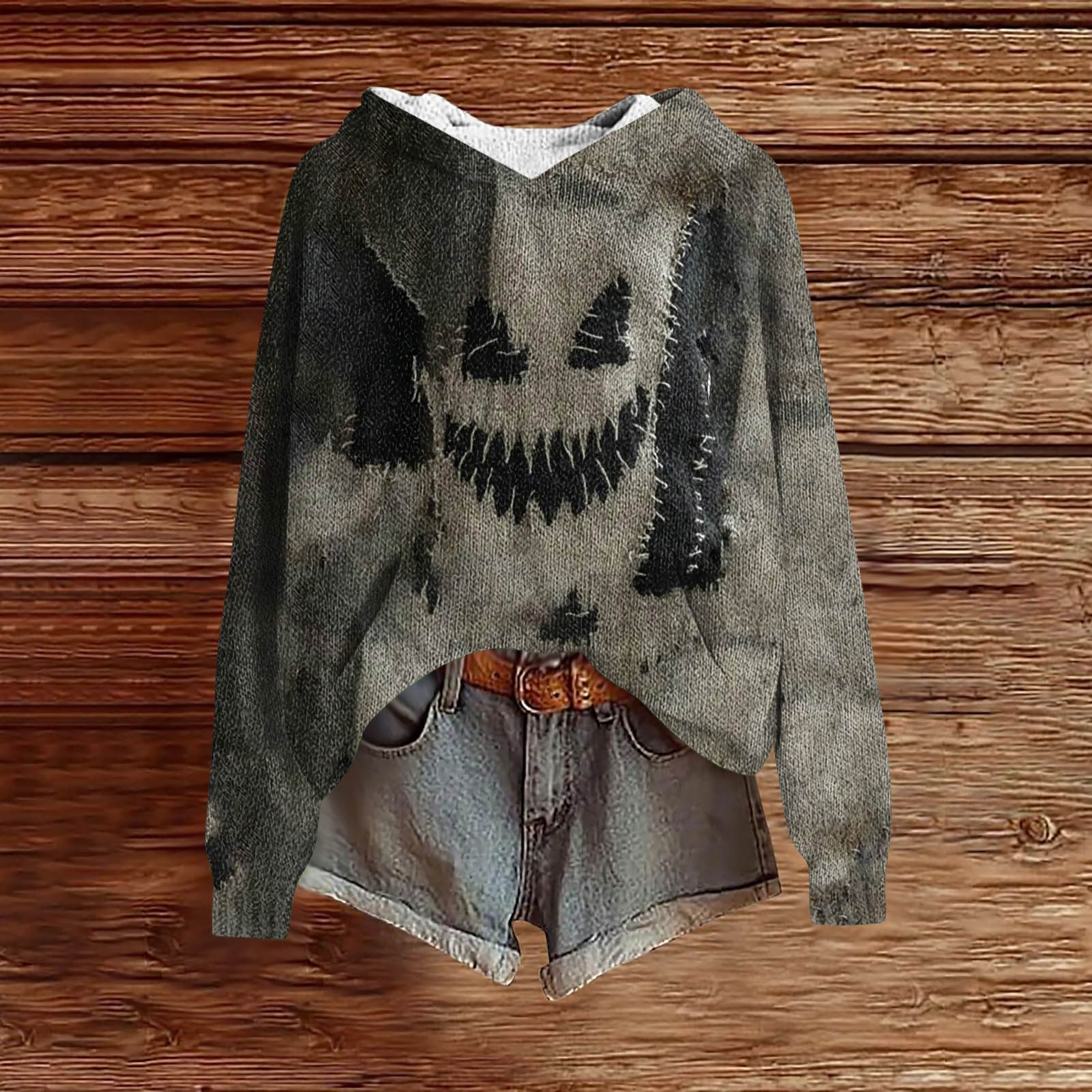 

Женские толстовки Вязаный свитер Милая рубашка Осенний пуловер Толстовка с капюшоном L