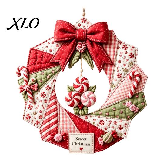 Saisonale Türdekoration Projekte DIY Patchwork Kranz Bastelset, Weihnachtsnähvorlagen, Innendekoration Bastelwerkzeuge Bauernhaus Stoffset