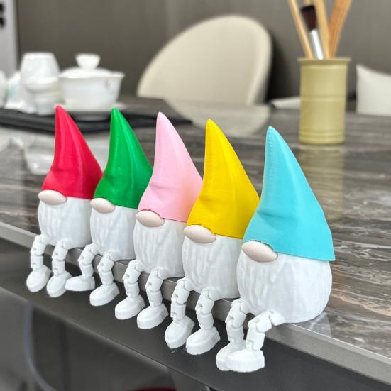 1/5Pcs 3D Printed Gnome Figurine with Articulated Legs Movable Joints