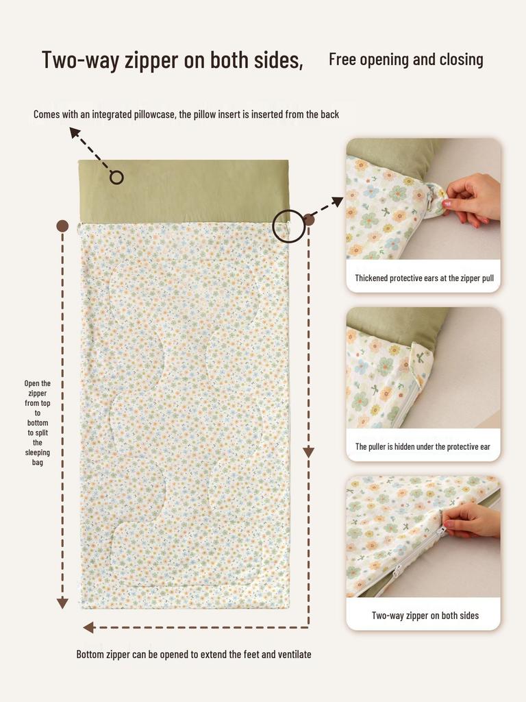 Pure Cotton Adult Plus Size Shoulder Protector & Anti-kick Sleeping Bag for Indoor/Outdoor Use