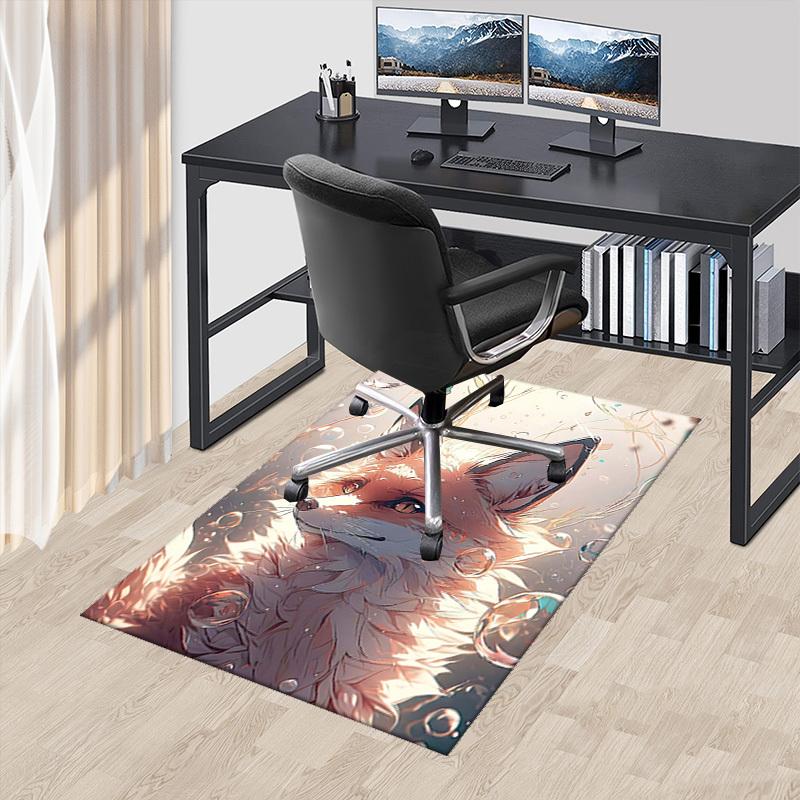 

1pc Anime Fox Chair Mat Office Desk Pad with Bubbles Design, Non Slip Carpet for Home Decor, Suitable for All Seasons 60cm by 90cm