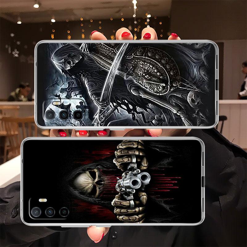 Grim Reaper Skull Transparent Phone Case for Samsung Galaxy A04 A04S A14 A23 A34 A54 M23 M33 M52 M53