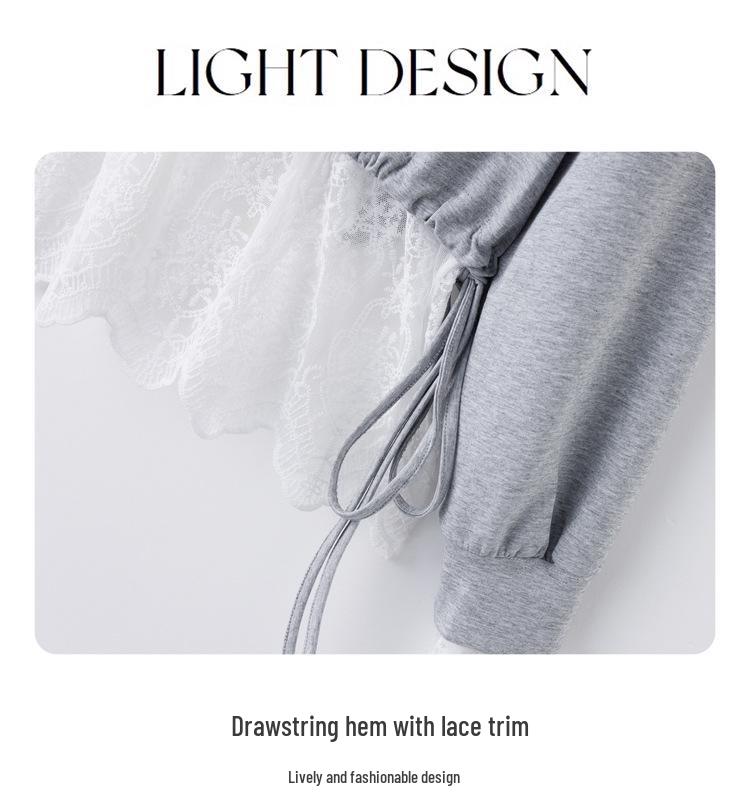 2025 Stilvolles Sweatshirt- und Hosen-Set mit Spitze für Frühling/Herbst