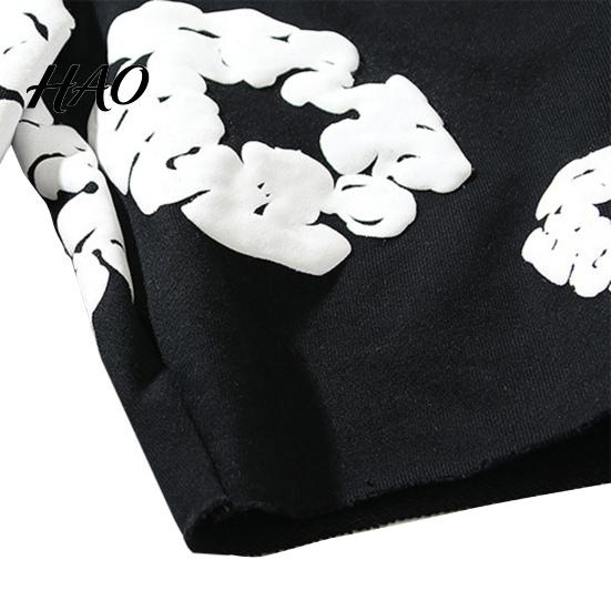 Men Daily Short Pants Summer Shorts Flower Print Drawstring Elastic Waist Loose Pockets Street Style Pleated Vacation Beach Sport Casual Homewear