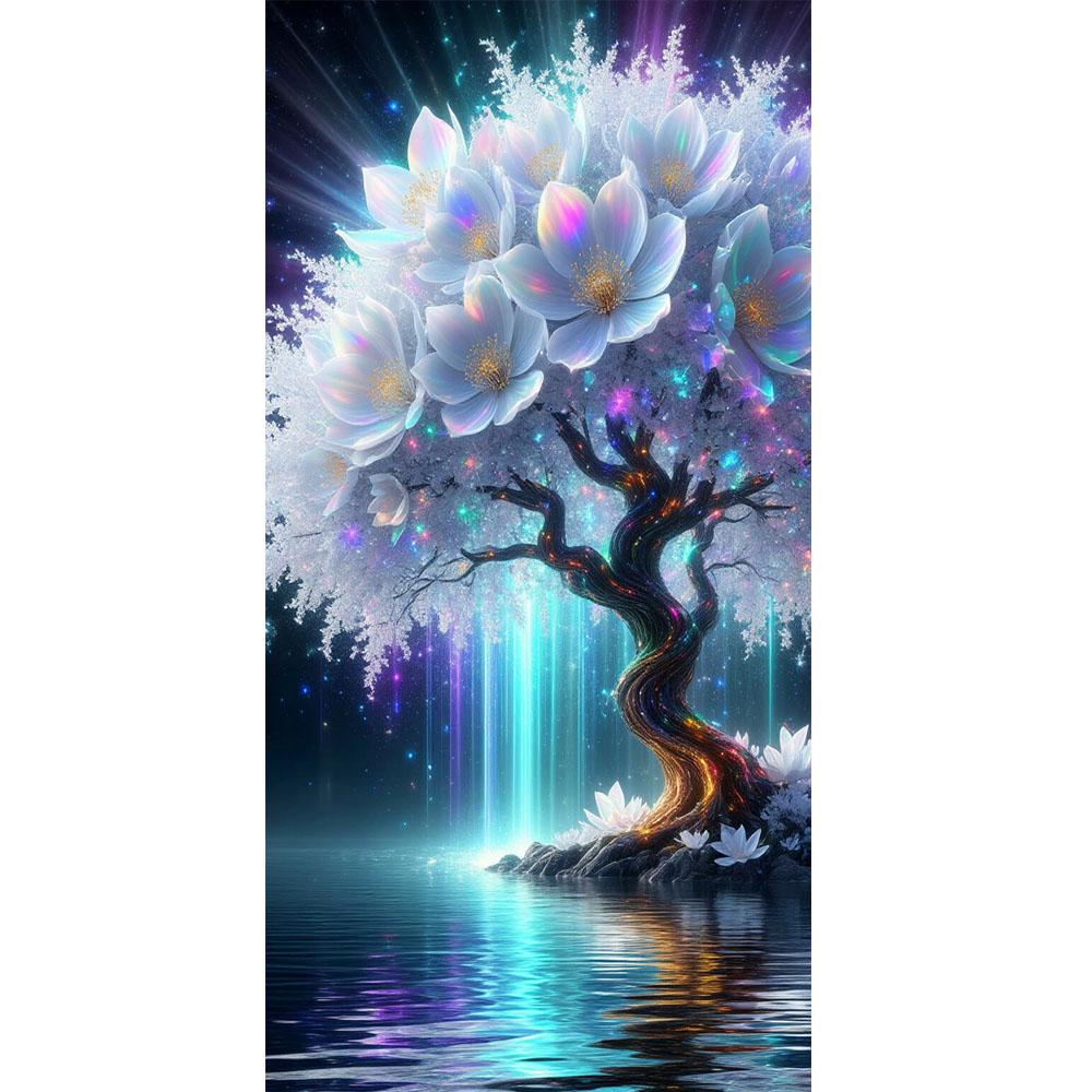 

Великий Розмір Мозаїка DIY Набори для Повного Алмазного Живопису Мистецтво Фантастичне Дерево та Водоспад Вишивка Хрестиком Стрази round 30x60cm дубильна кора