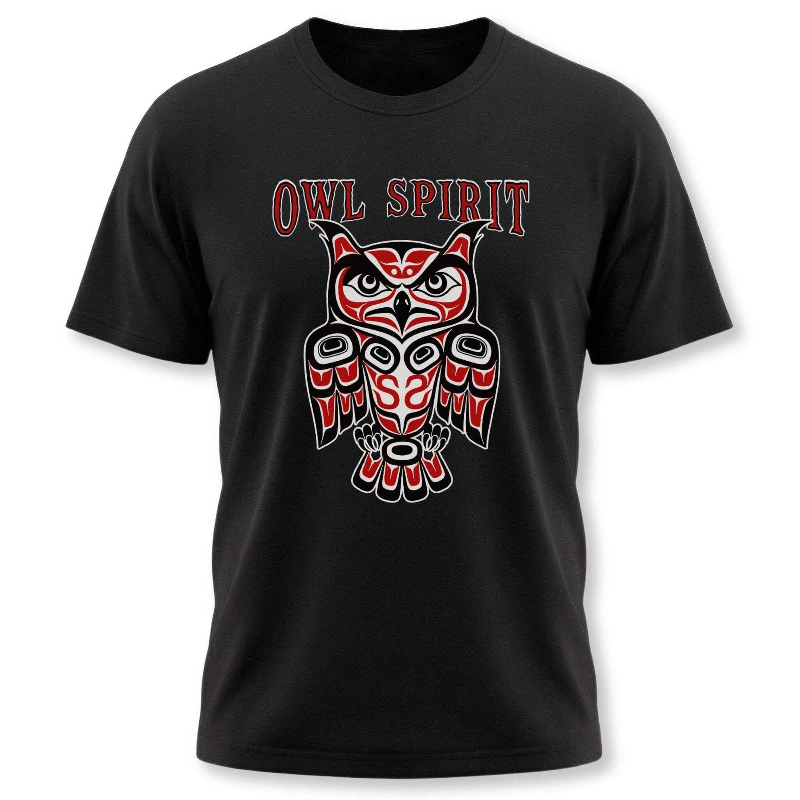 Owl Spirit Haida Formline Art T-Shirt | Indigenous Tribal Owl Tee Shirt S