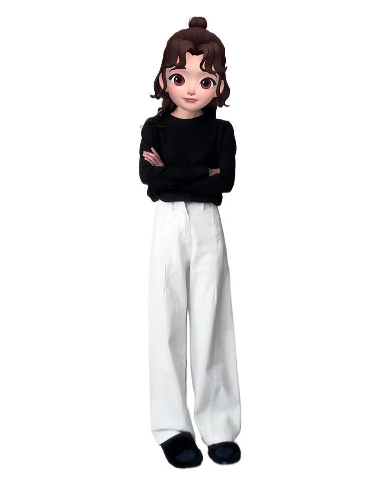 2025 Women's White High-Waist Loose Wide-Leg Jeans: Spring/Summer Collection