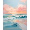 Pink Watercolor Ocean Waves Seascape Poster Oyster Shell Beach Umbrella Surfing Canvas Printing Wall Art Picture Home Decor