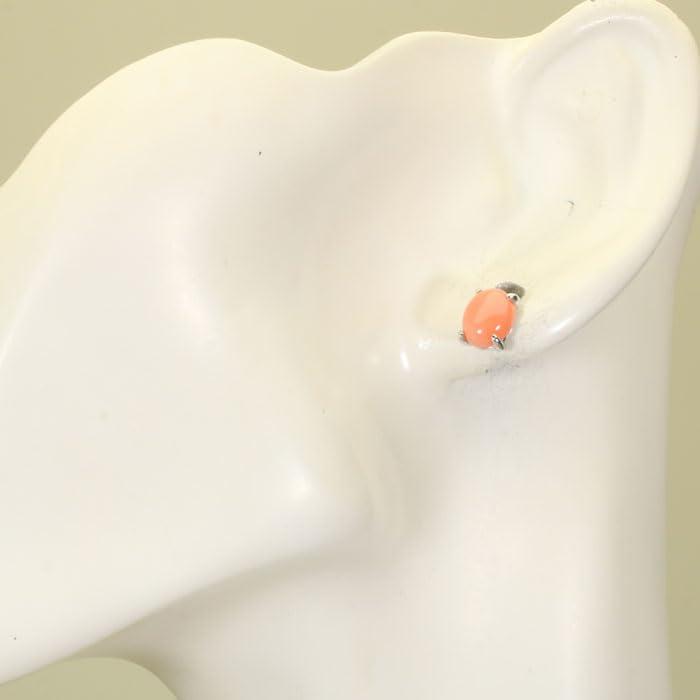 Pink Garnet Coral Undyed [SANSUI] Earrings, Silver,