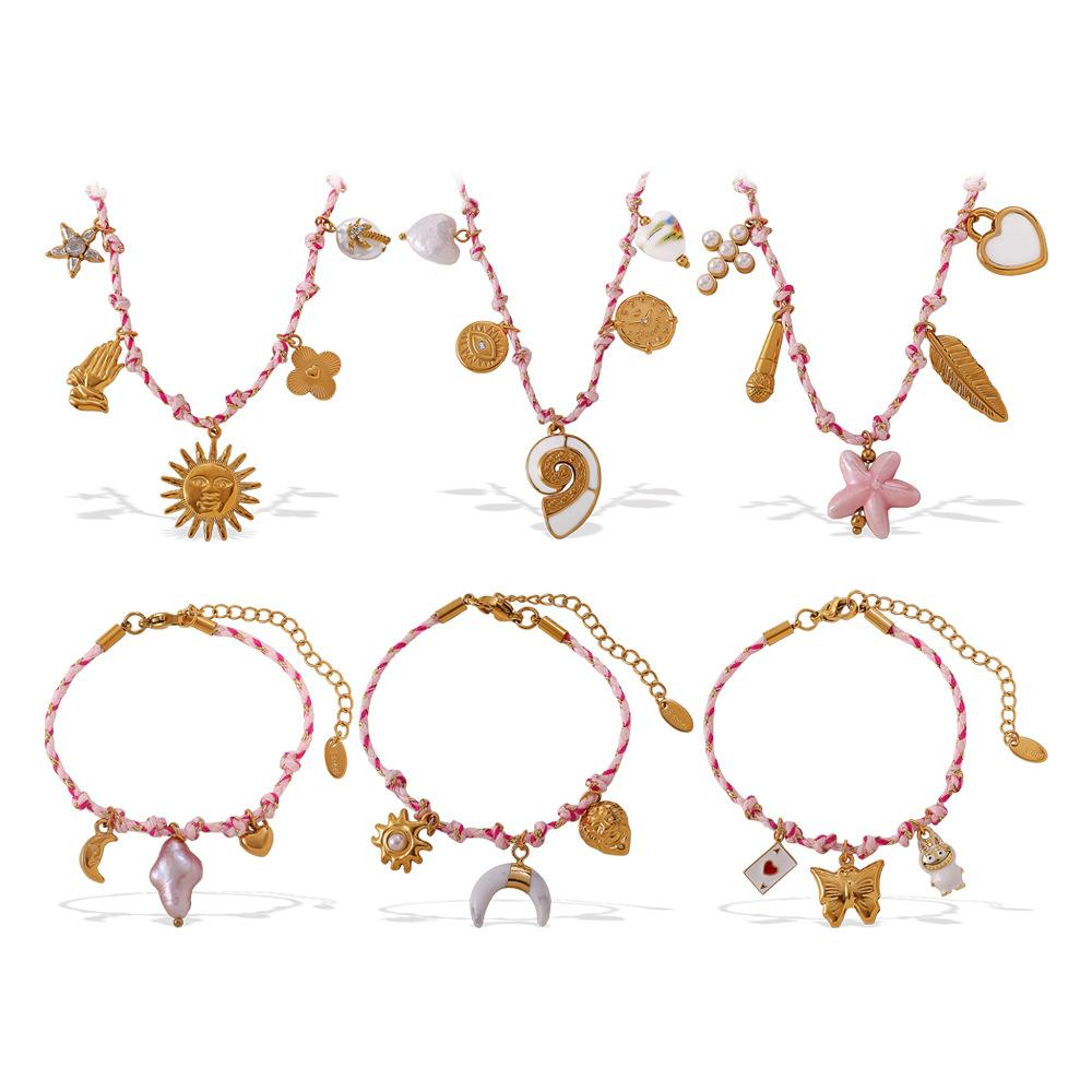 Japan and Korea Fashion Niche DIY Pendant Bracelet Personality Versatile Non-fading Gold-plated Pendant Necklace Jewelry Women