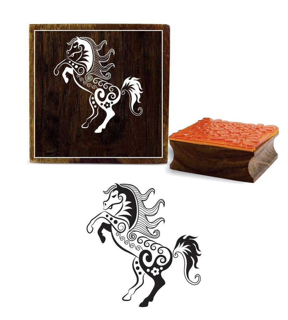 Printtoo Diary Cards Stamp Square Horse Pattern Wooden Rubber Stamps Scrap-booking-2 x 2