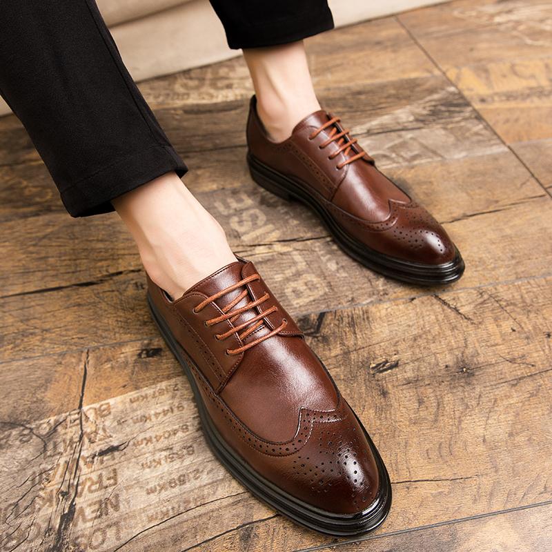 Fashion Men's Casual Shoes Brock Oxford Vintage Pointed Men's Official Shoes Spring and Autumn 2024 New Business Classic Men's Shoes