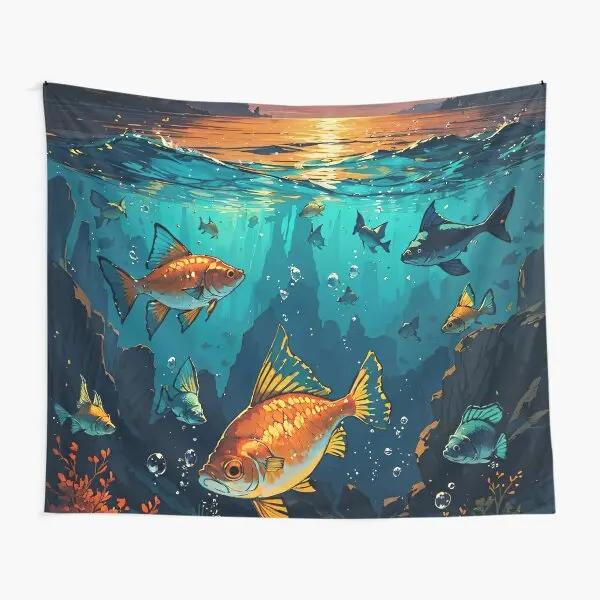 Undersea World Tapestry Tropical Fish Tapestry Wall Hanging Ocean Scenery Tapestries for Bedroom Living Room Home Decoration