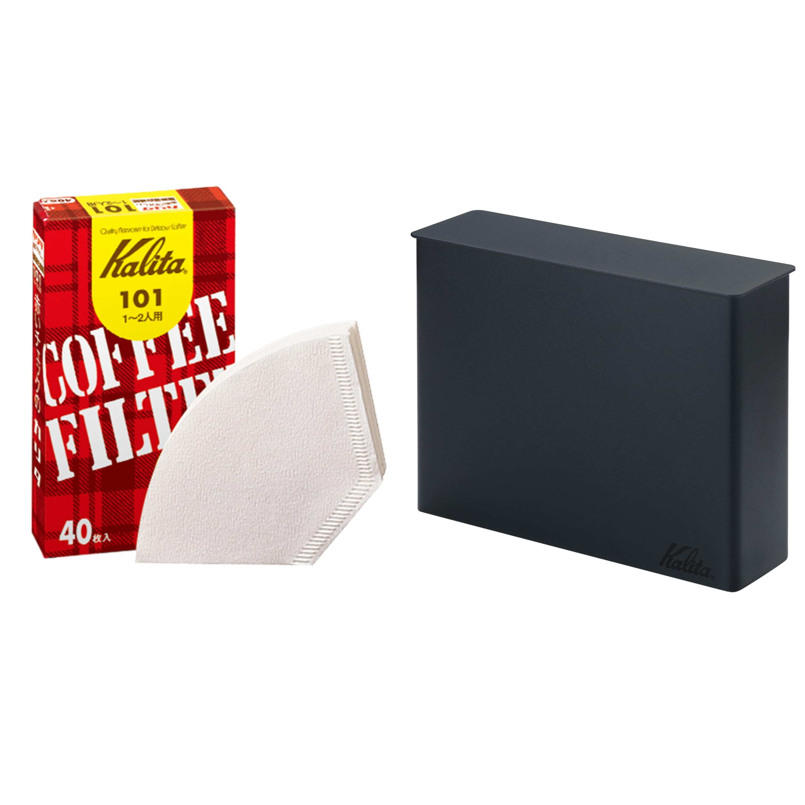 

Coffee filter case and filter paper set black filter (101 filters, case) білий
