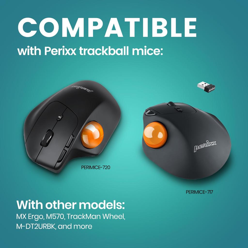 Perixx 34 mm Ersatz-Trackball, Perixx 717, Ersatzball, kompatibel, glänzende Oberfläche, Speed Type, weiß, PERIPRO-303WH, PM-517 (Orange)