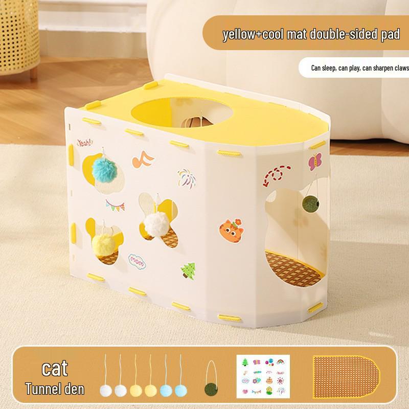 Multifunctional Cat Villa: Self-Amusement Toy with Scratching Board, Tunnel, Bed, and Climbing Frame for Boredom Relief