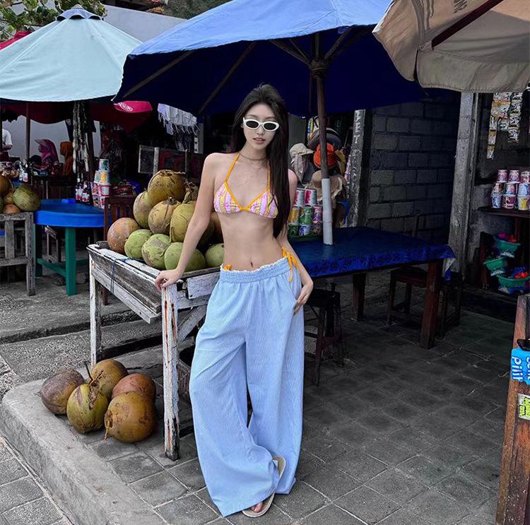 Tropical Citrus Strappy Bow Bikini for Small Busts - Sexy Island Style