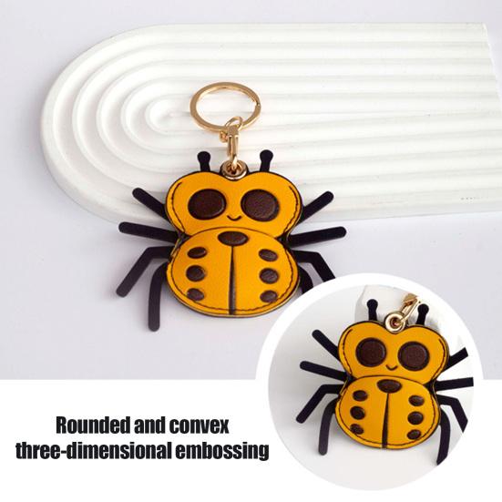 Cartoon Spider Leather Keychain Pendant Creative Spider-Shaped Card Holder Access Card Protective Cover Cute Key And Bag Decoration for Bags Backpacks