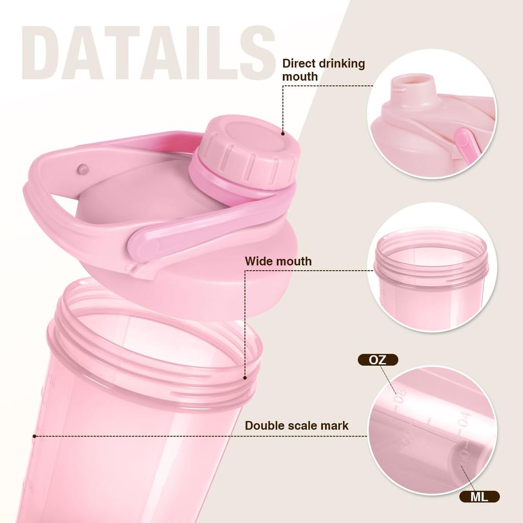 1/2 Stück 500ml Mixer Shaker Flasche mit Shakerkugel Plastik Protein Pulver Shakes Auslaufsichere Becher für Workout Fitness Gym Sport