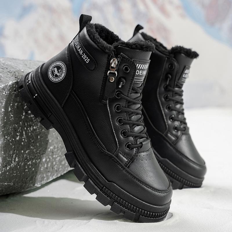 Men's New Style Snow Boots, High-top Leather Boots, Cold-resistant, Popular In Autumn and Winter, Outdoor Wear-resistant, W