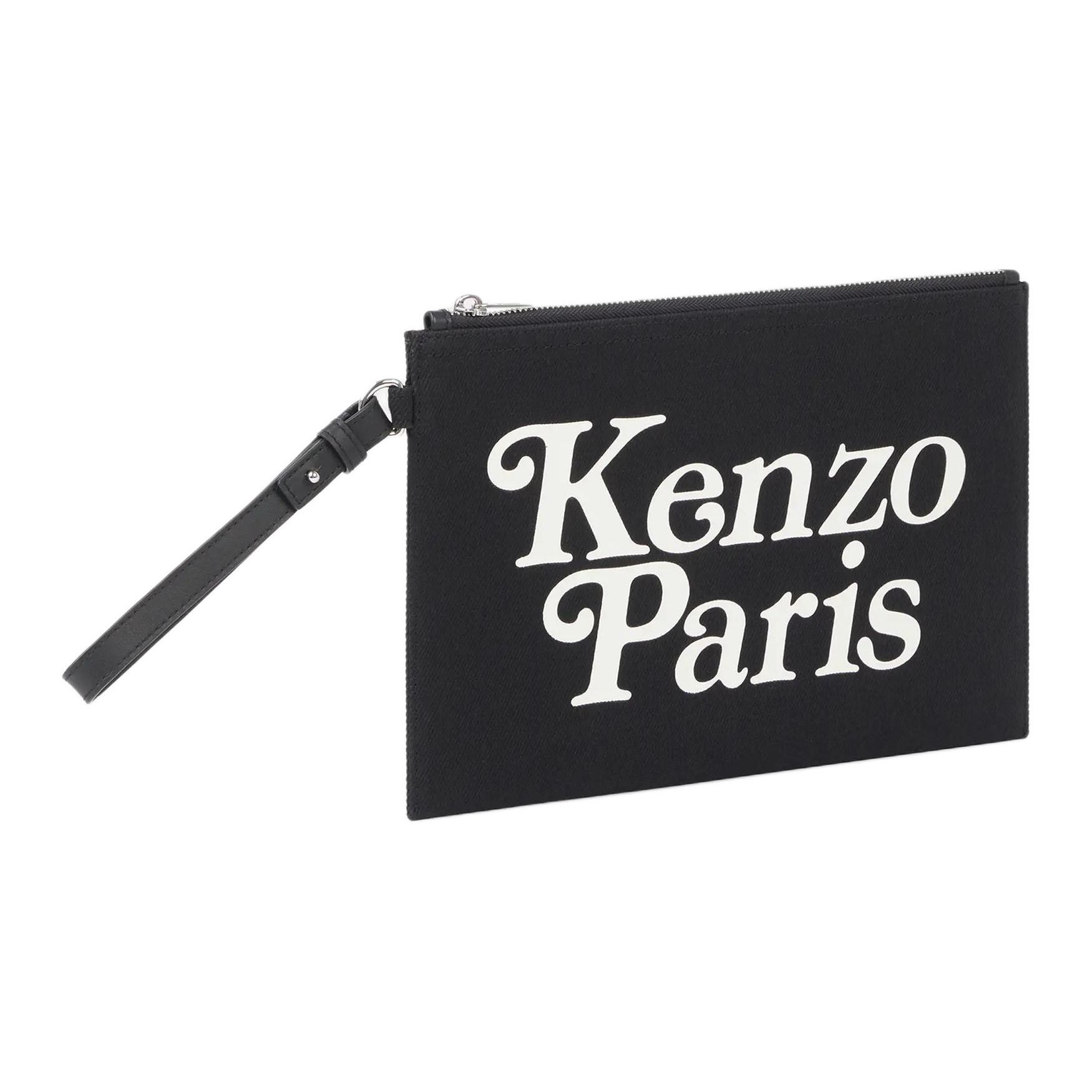 

Kenzo Utility Logo Print Removable Wrist Strap Cotton Clutch Large Women clutch Black FE58PM902F3599 Basic Set (Bag+Dust Bag)