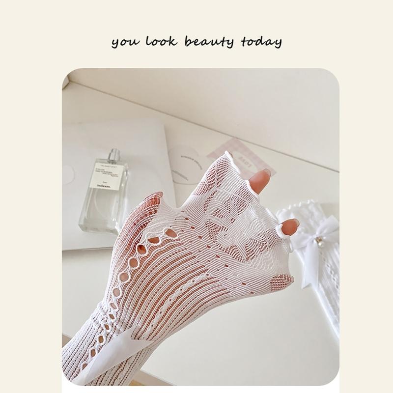 Women's Bows Leg Warmer Sweet Ruffle Lace Leg Sleeves Summers Thin Leg Sleeves