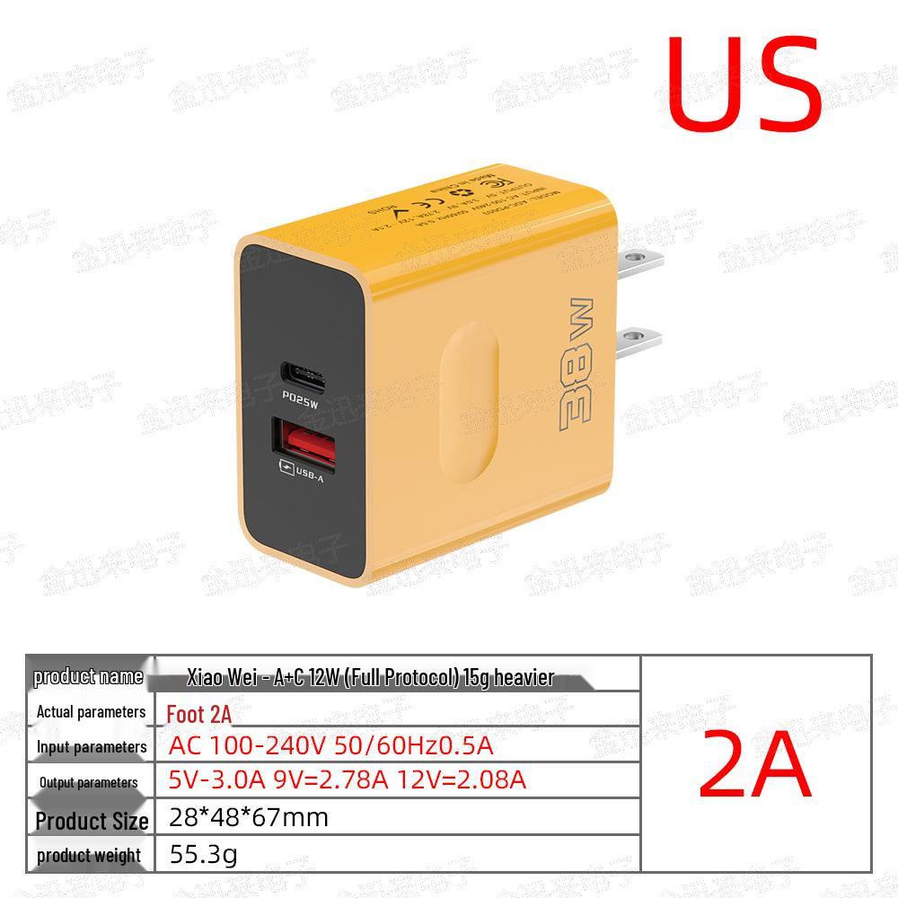 Carregador Rápido USB+PD de Porta Dupla 38W com Carregamento Rápido (UE / EUA / UK Plug)