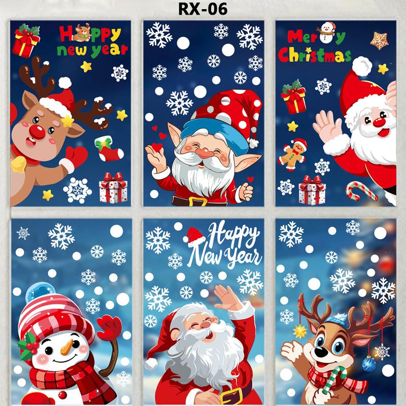 2025 Christmas Decorative Glass Window Stickers Santa Claus Snowman Elk Scene Layout Electrostatic Wall Sticker Xmas Ornaments