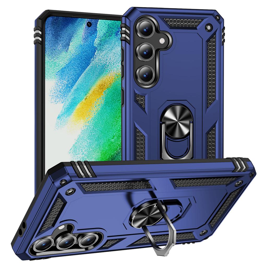 For Samsung Galaxy S24 FE Case PC+TPU Phone Cover with Rotary Ring Kickstand