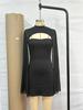 European & American Women's Ribbed Pearl Chiffon Cape Dress
