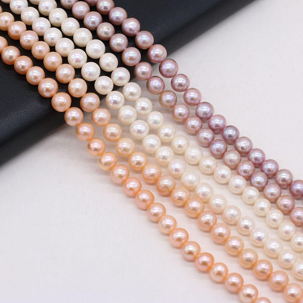 1String, Near Round Pearls, 8–9 mm, Natural Freshwater Pearl Beads, for DIY Necklaces, Bracelets, Anklets, Jewelry Making, 36cm