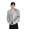 Men's Plus Size Shiny Sequin Performance Jacket Coat Cardigan