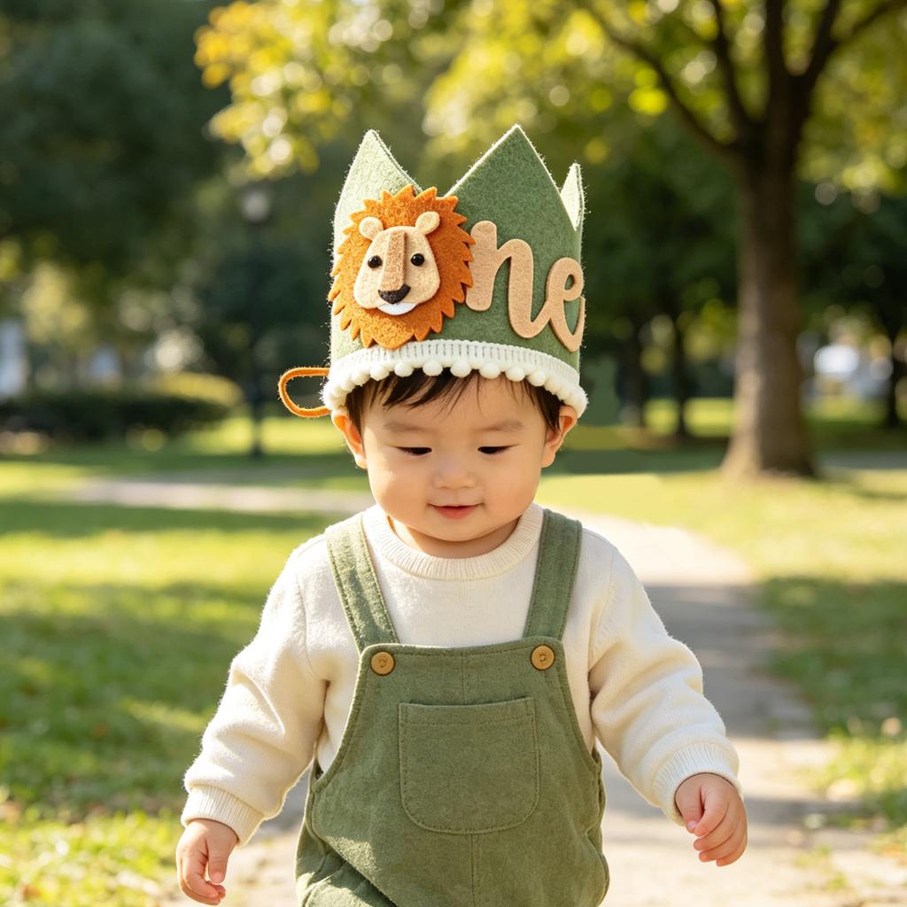 Lion 1st Birthday Crown Adorable Lightweight First Birthday Party Hat Decoration for Kids Type 2