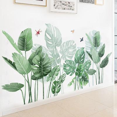 Green Tropical Plant Leaves Stickers Border Decor Living Room Wall Corner Decoration Removable Vinyl Mural Art Decals