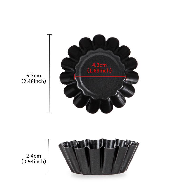 Xuechu 2.5" Non-stick Corrugated Egg Tart Molds, Set of 12, Round Bottom