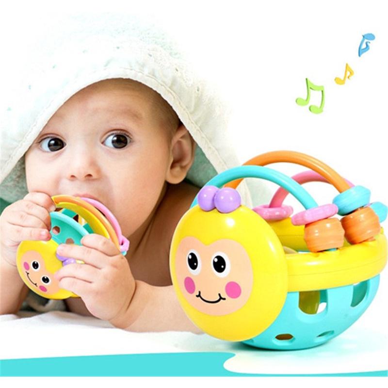 Baby Soft Rubber Rattle Children Early Childhood Biting Bell Toy Bee Hand Bell Rattle Dumbbell Baby Toy 0-12 Months