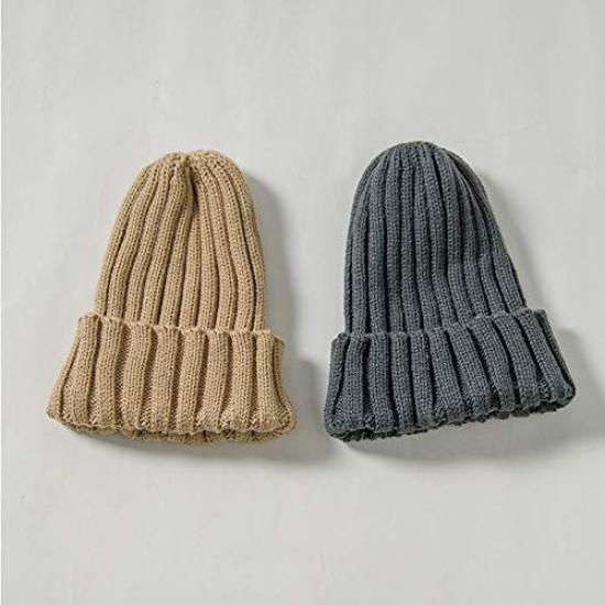 Plus Nao Strickmütze für einfarbiges warmes Rot Kinder, Babys, Jungen, Mädchen, Unisex, Gerippt, Schlicht, Farbe, -