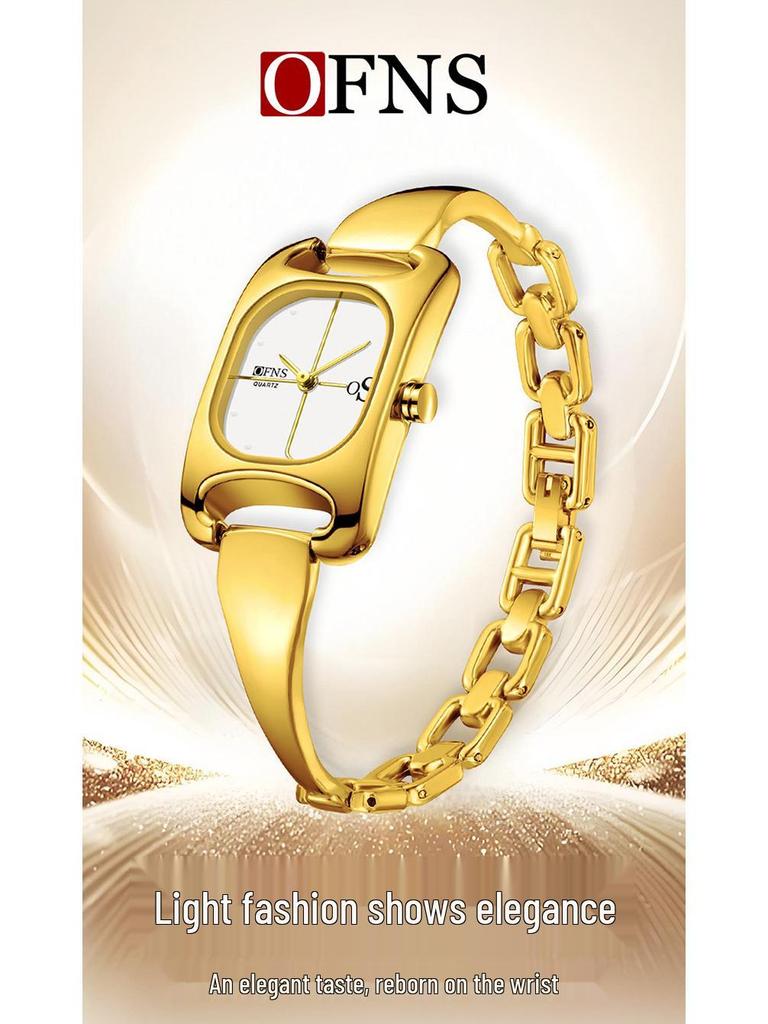 Oufanni Elegant Ladies' Waterproof Square Quartz Wristwatch - Lightweight Luxury Alloy Design.