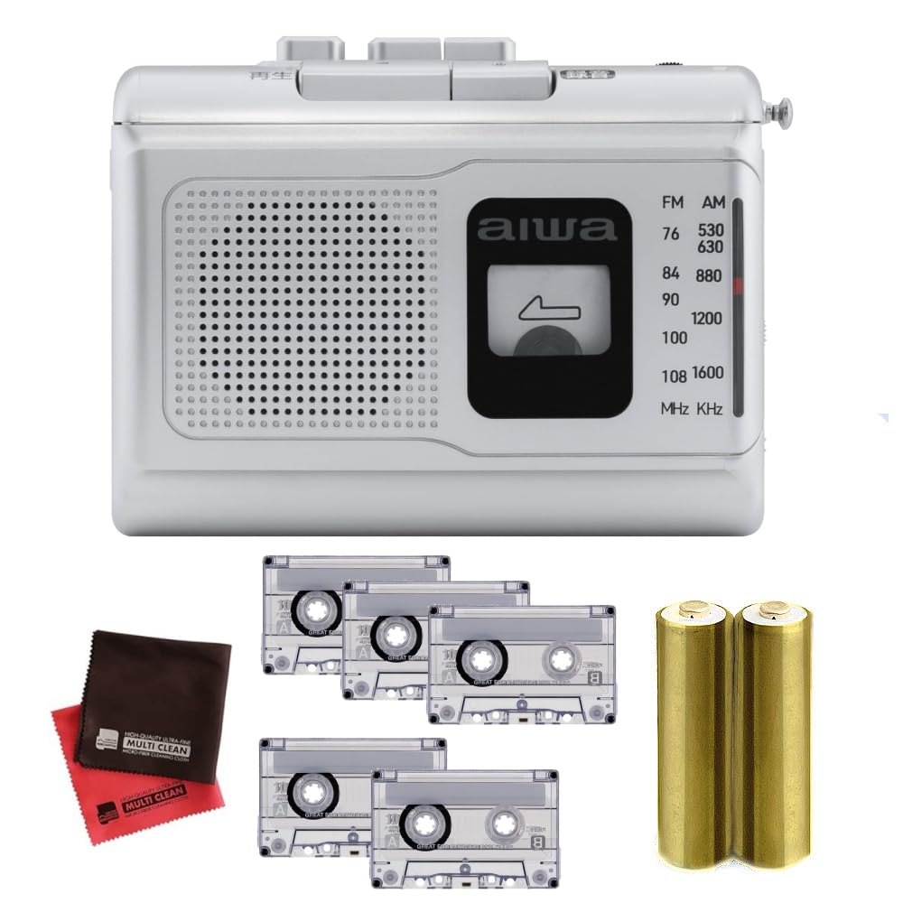 

Aiwa Portable Radio, Compact Boombox, Wide FM Audio -G PCR1, GAA4-PCR0001(SV), Silver, 4-Piece Set