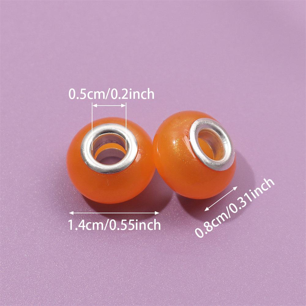 30/50/100 buc Mărgele cu găuri mari Mărgele cu intervale portocalii Mărgele de grădină DIY, brelocuri cu mărgele, coliere, brățări, bijuterii