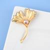 Rhinestone Pearl Gold Color Ginkgo Leaf Brooches For Women Alloy Metal Plant Casual Nuptial Weddings Brooches Pins Souvenir GiftsCasual Jewelry