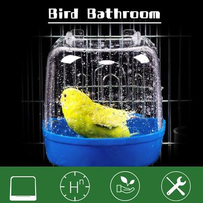 1 bañera transparente para pájaros, accesorio para jaula de periquitos, caja colgante para baño de pájaros, bañera para mascotas con vista transparente.