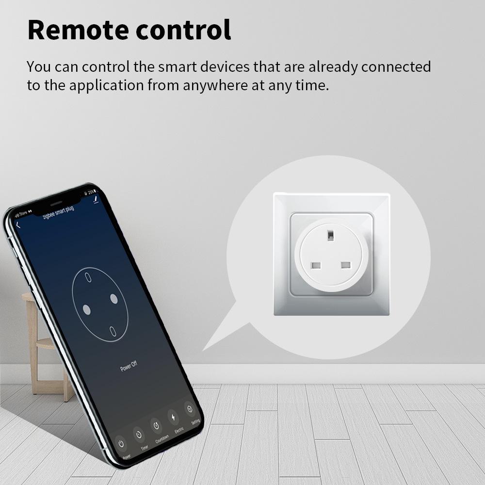 Zigbee Smart UK Plug: 16A Direct Alexa Connection with Metering Stats