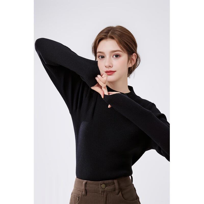 Qiusbiyiren Women's Mock Neck Thin Knit Sweater