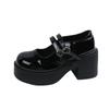 Black Mary Jane Women's Shoes Small Height Increase Small Leather Shoes Women's Platform Single Shoes High Heels