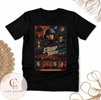 Starship Troopers Film T-Shirt, Sci-Fi Action Grafik-T-Shirt, Retro Space Marines Fanbekleidung