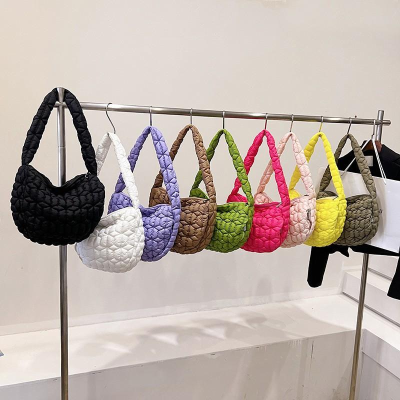 Pleated Cloud Bag Women's New Large-capacity Single-shoulder Cross-slung Woven Bubble Cotton Tote