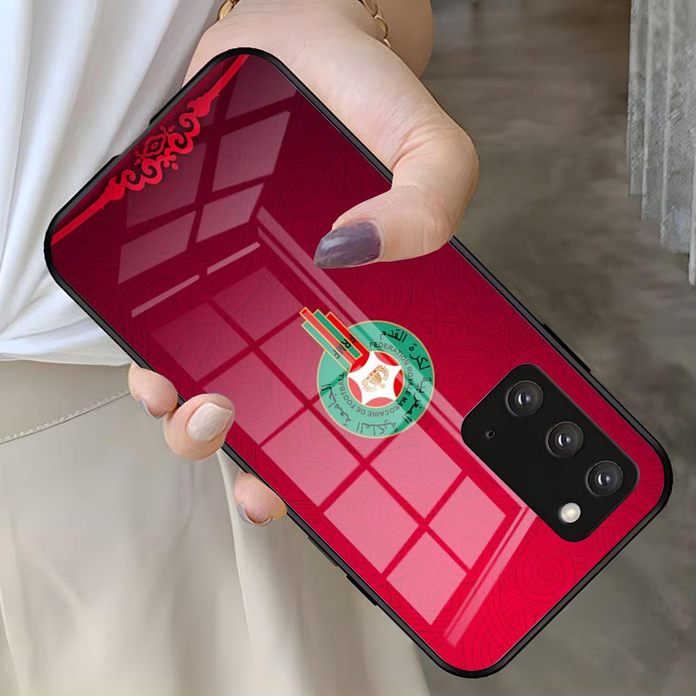 Morocco Flag Phone Case For Samsung S25 S24 FE S23 S22 S21 Plus S20 Ultra Note20Ultra Black Glass Cover