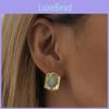 Gold Classy Plated Earrings Fashionable Natural Stone Geometric Studs For Women