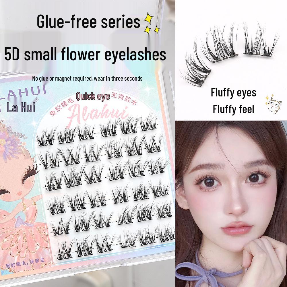 

5D Self-Adhesive False Eyelashes: No Glue Required, Hard Stem Design, Includes Lower Lashes in an Eyelash Book. 12mm